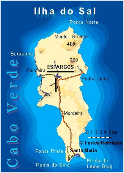 Kap Verde Salin saari sijainti Sal kartta