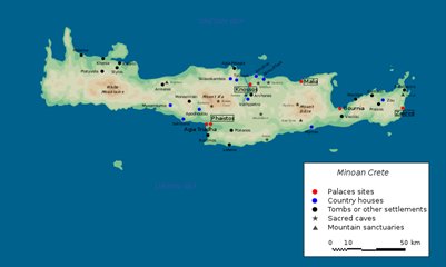 kartta Minolaiset kaupungit Kreetalla
