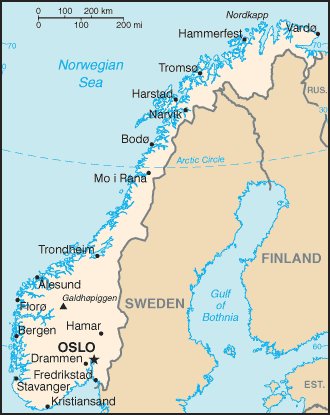 kartta Norja Oslo sijainti
